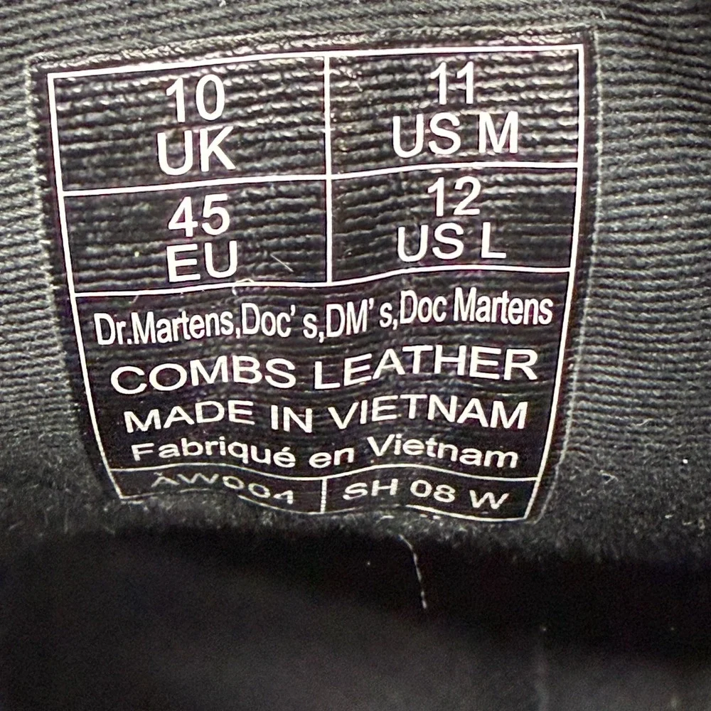 Dr Martens Combs II Chunky Lug Boot Mens 11 Black Canvas Lace Up Modern Punk Y2K